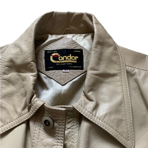 Vintage 1970's Cream Real Leather Jacket Sz 40 Med Unisex - Picture 5 of 8